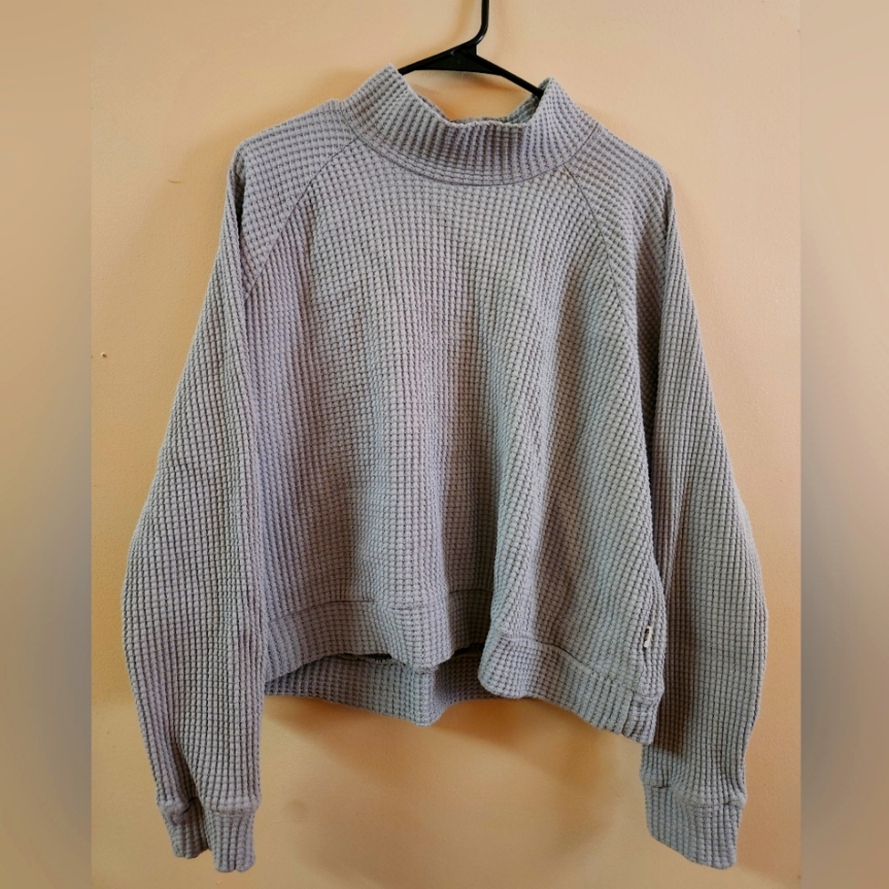 North Face Mock Neck Thermal Waffle Sweatshirt Shirt Gray Women’s Medium